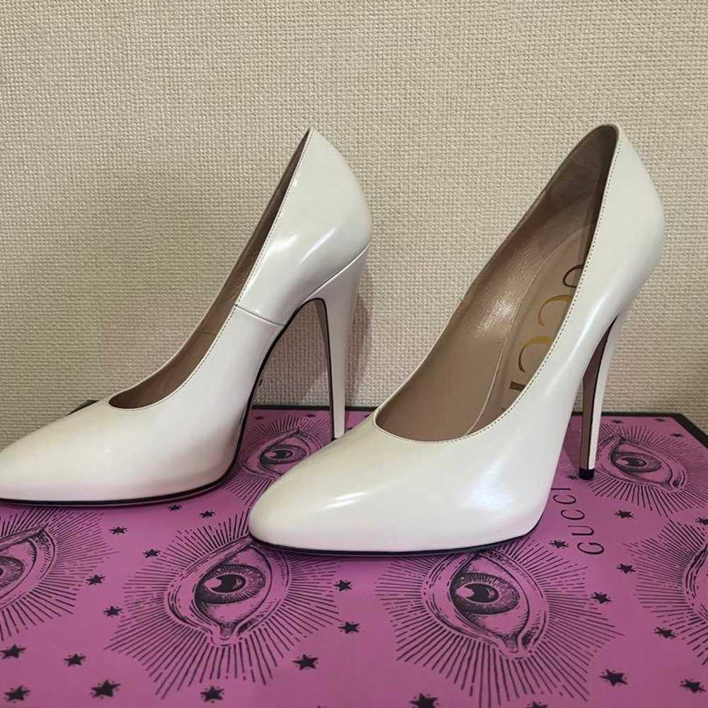 GUCCI White High Heel Shoes, Size 38.5, Unused - image 1