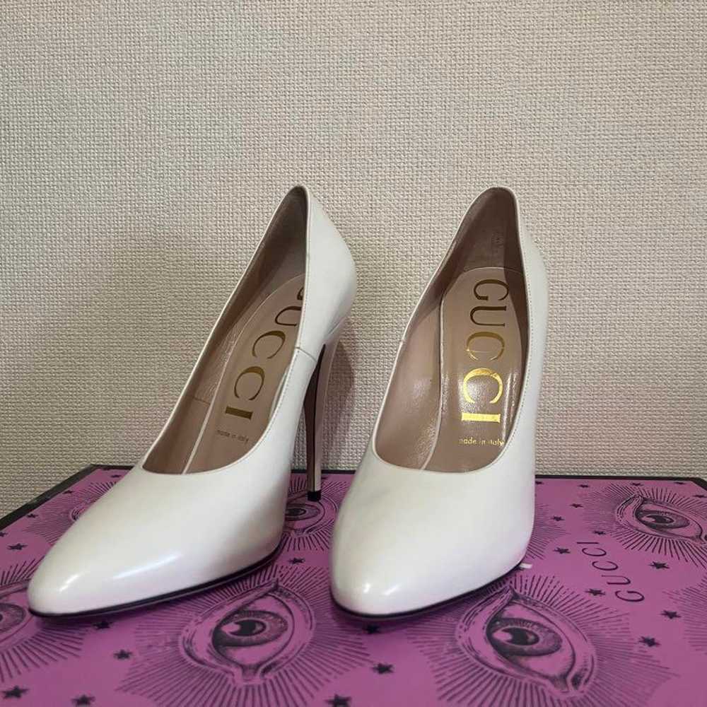 GUCCI White High Heel Shoes, Size 38.5, Unused - image 2