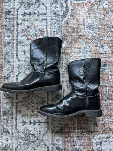 Justin Boots Black Leather Western Boots