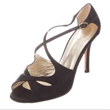 LK Bennett Black Satin Heel Sandal Shoe Evening F… - image 1