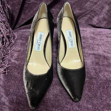 Jimmy Choo Romy 85 Velvet Brown Pumps