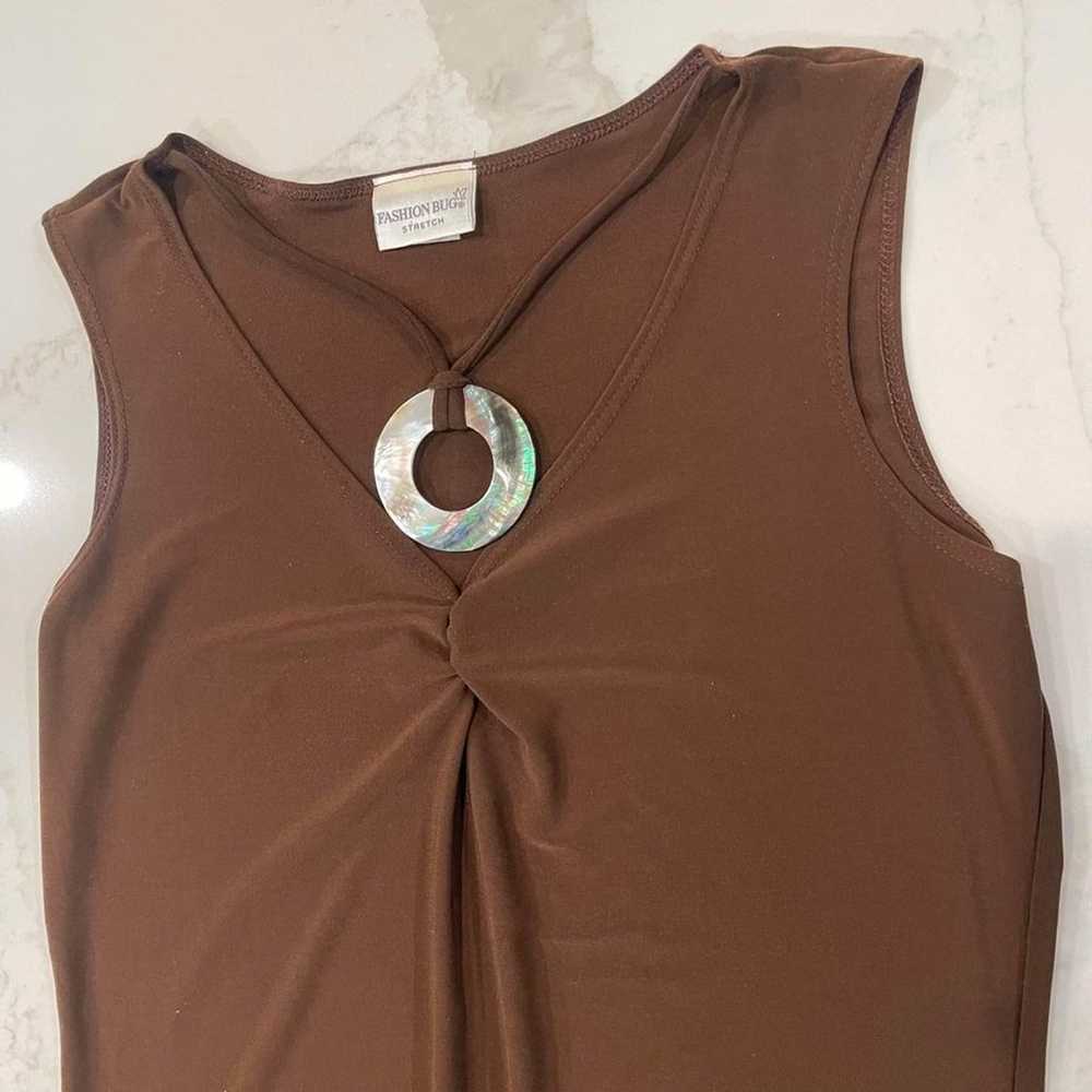 Vintage Fashion Bug Asymmetrical Brown TankTop Wo… - image 2