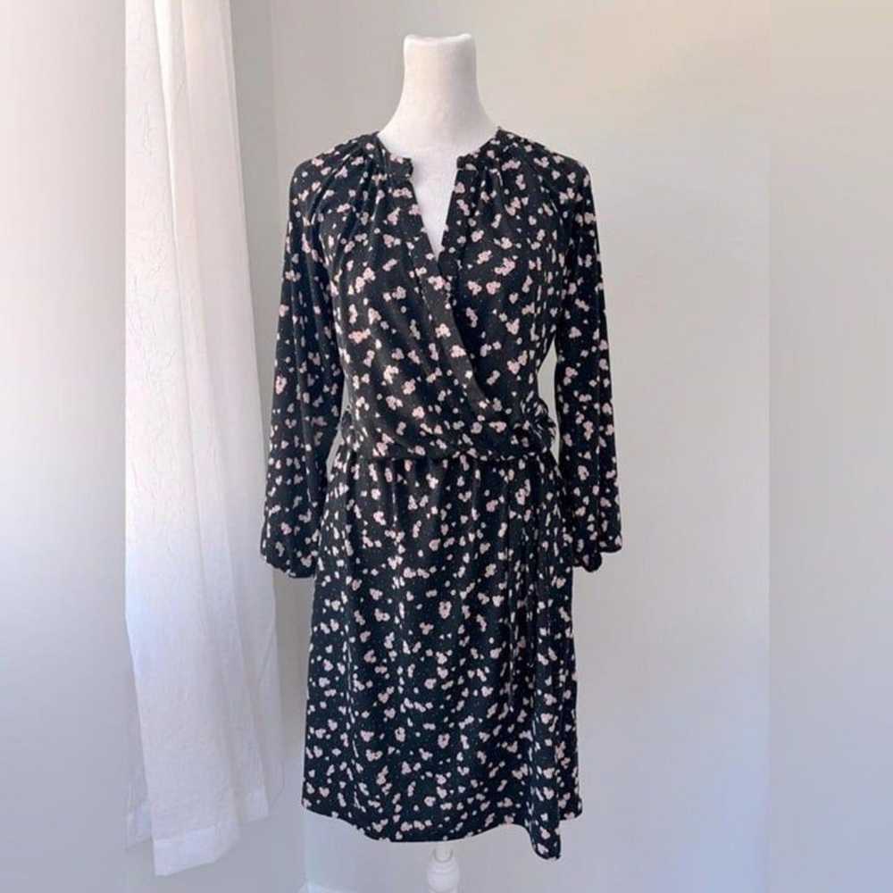 Maison Jules Black Floral Print Long Sleeve Dress - image 1