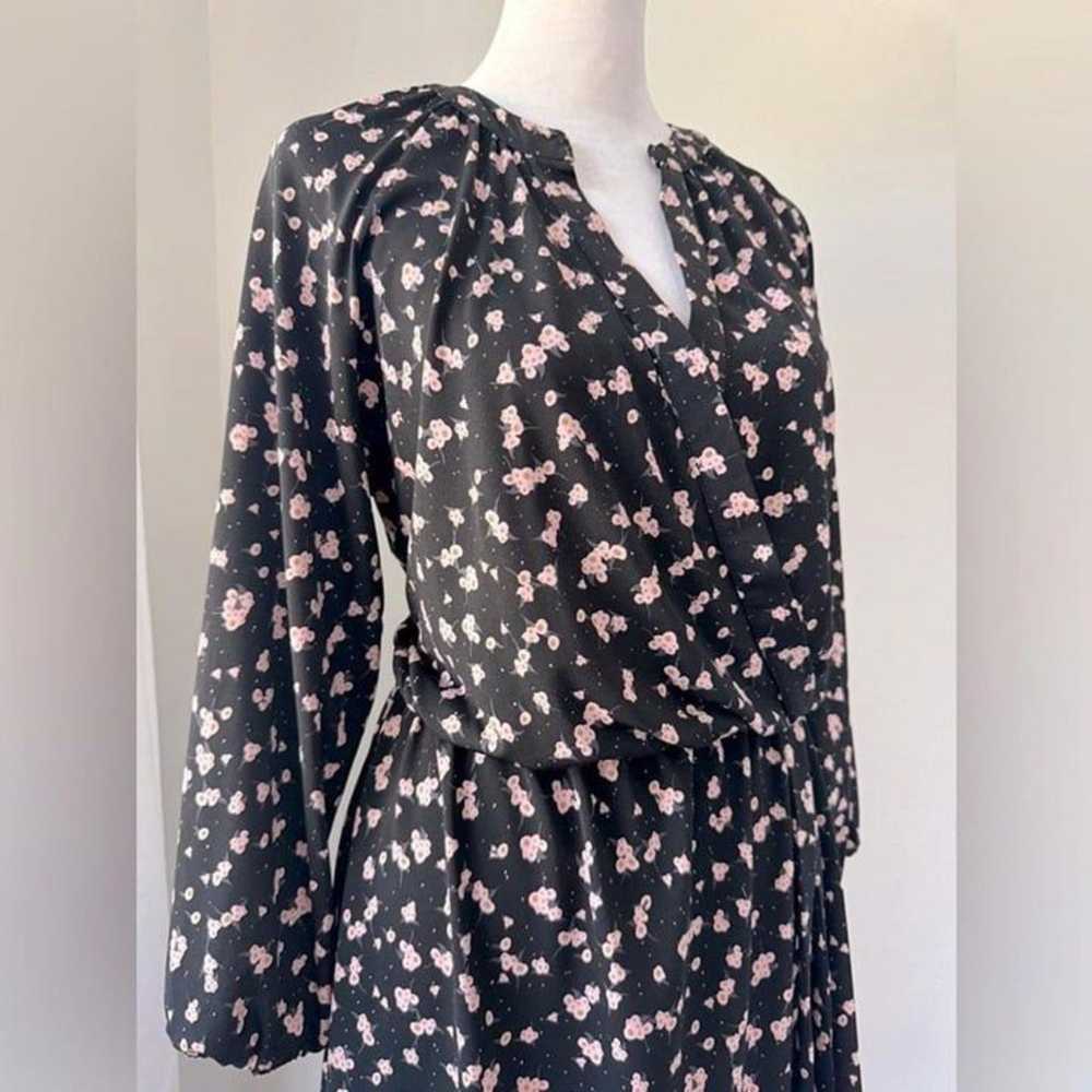 Maison Jules Black Floral Print Long Sleeve Dress - image 2