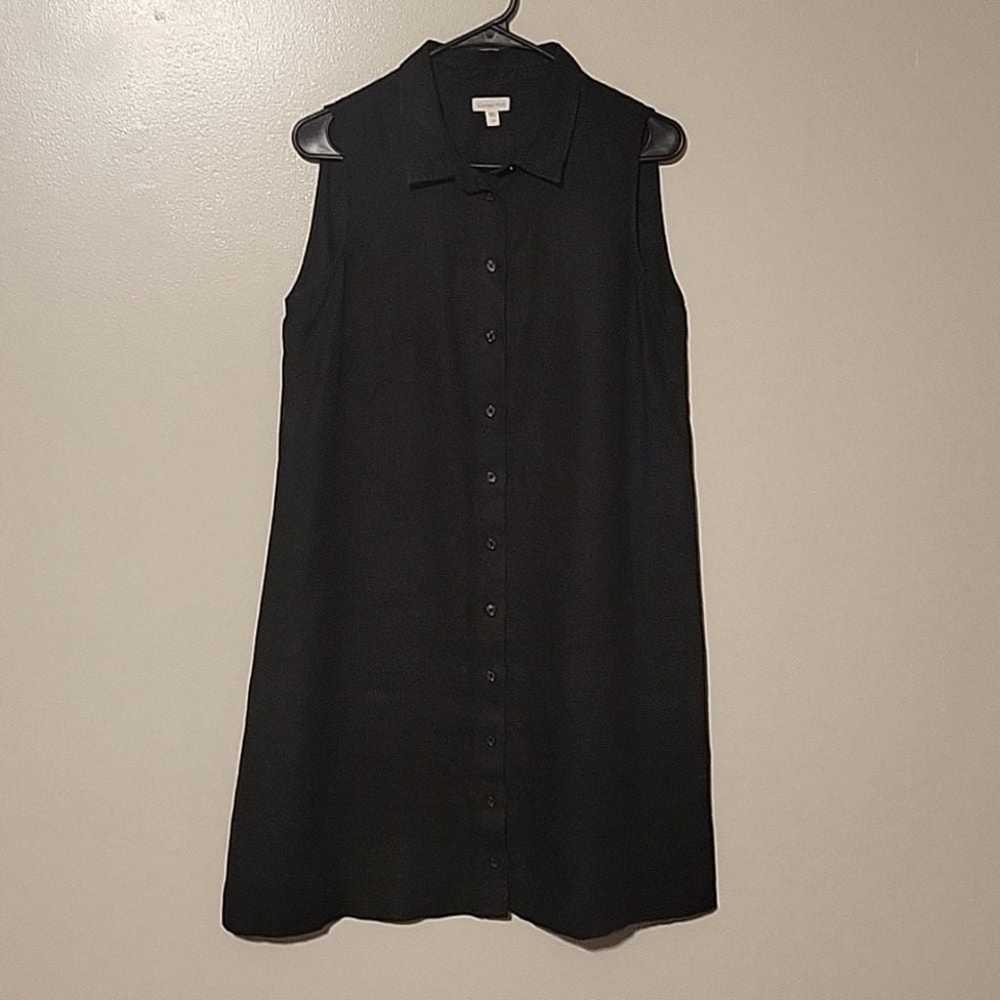 Garnet Hill Linen Shirtdress Mini Black Womens Si… - image 2