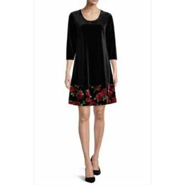 The Pioneer woman black velvet Roses dress size 2… - image 1