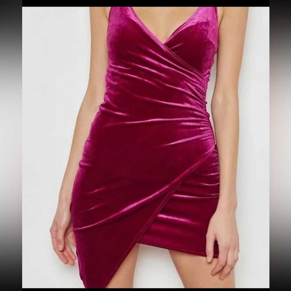 Forever 21 Asymmetrical Velvet Mini Dress Small - image 1