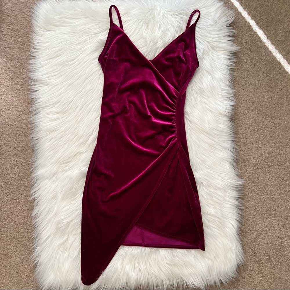 Forever 21 Asymmetrical Velvet Mini Dress Small - image 2