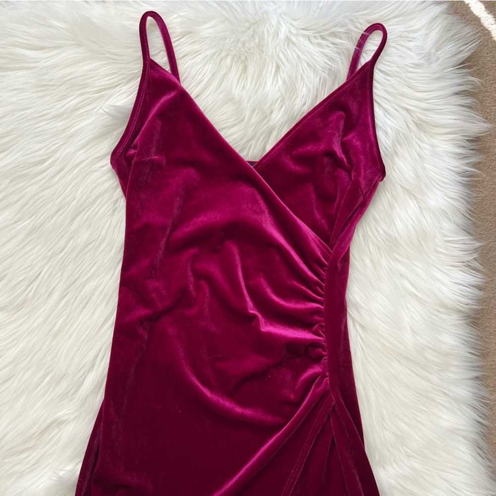 Forever 21 Asymmetrical Velvet Mini Dress Small - image 3