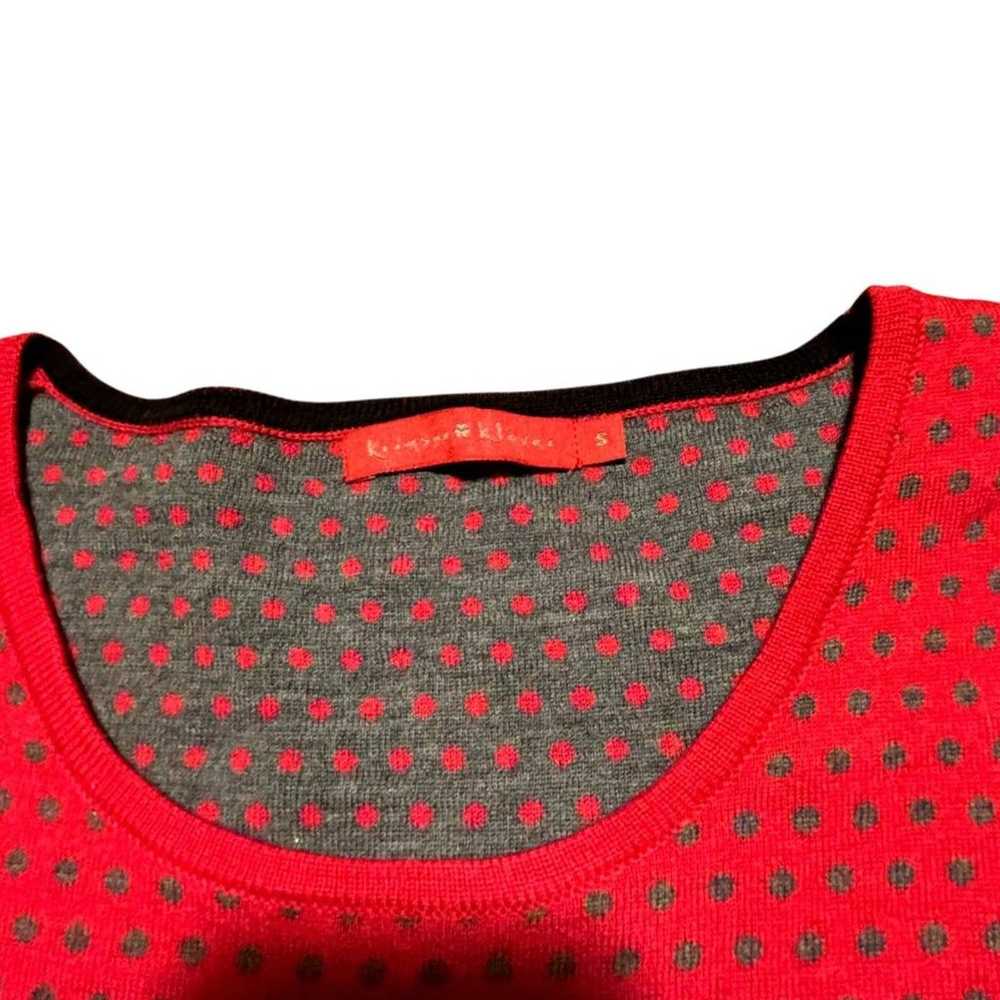 Krimson Klover Knee Length Red/Gray Polka Dot Woo… - image 3