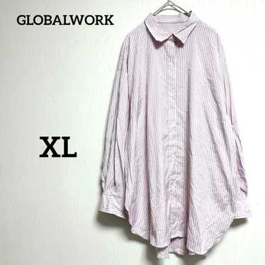 Global Work Oversized Stripe Long Sleeve Shirt Pu… - image 1