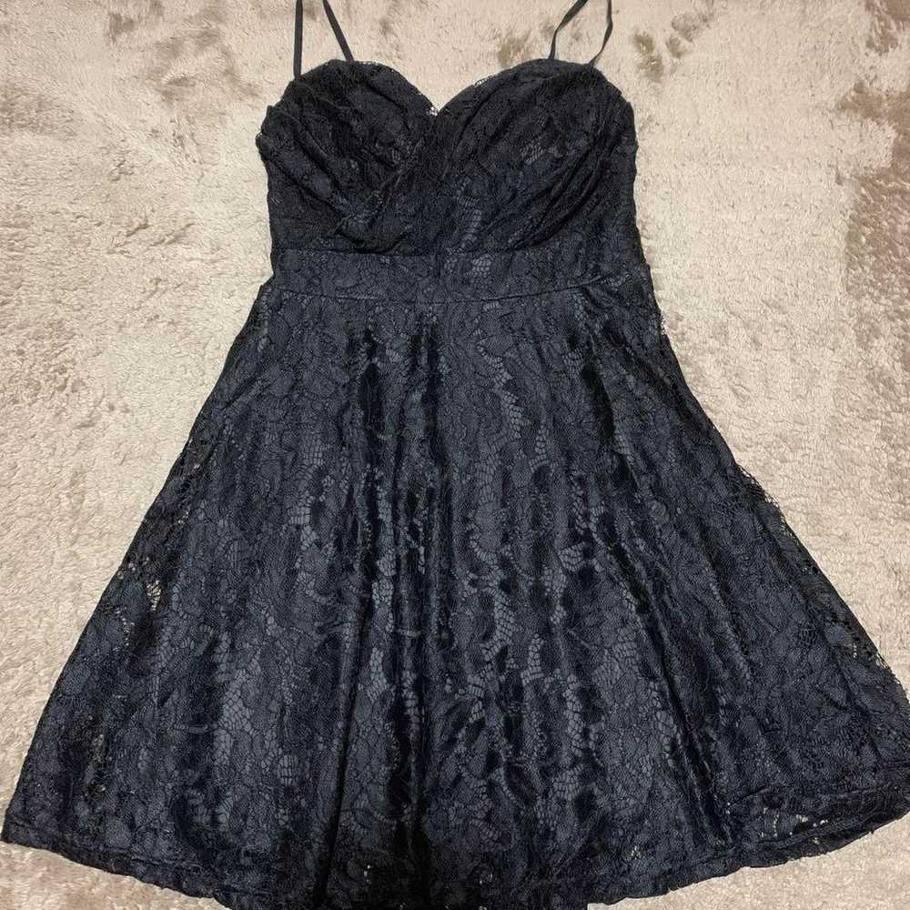 Black Lace Dress with Straps - image 1