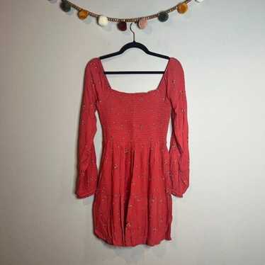 American Eagle floral smocked long sleeve dress