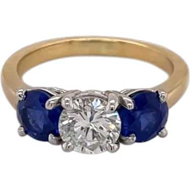 Platinum and 18K Yellow Gold Diamond and Sapphire 