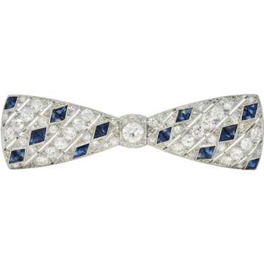 Art Deco 4.00 CTW Diamond Sapphire Platinum Vinta… - image 1