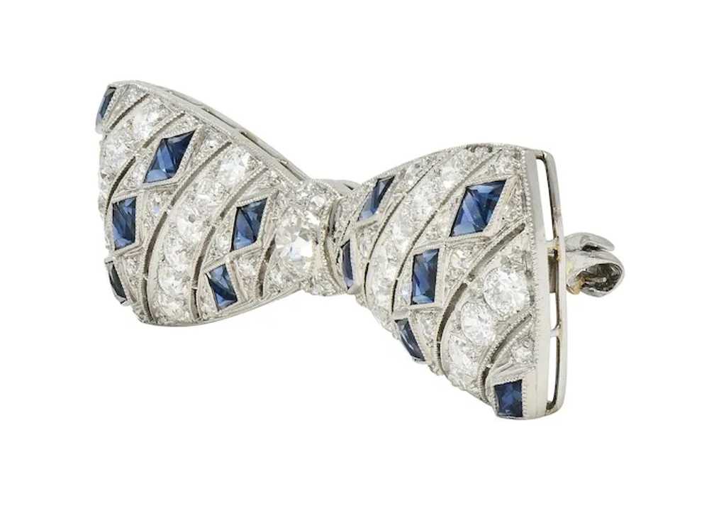 Art Deco 4.00 CTW Diamond Sapphire Platinum Vinta… - image 2