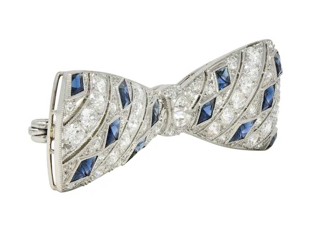 Art Deco 4.00 CTW Diamond Sapphire Platinum Vinta… - image 3