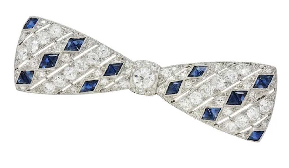 Art Deco 4.00 CTW Diamond Sapphire Platinum Vinta… - image 6