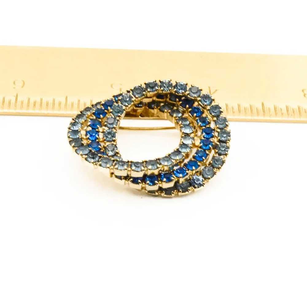 Vintage Gold Plated Blue Infinity Rhinestone Broo… - image 2