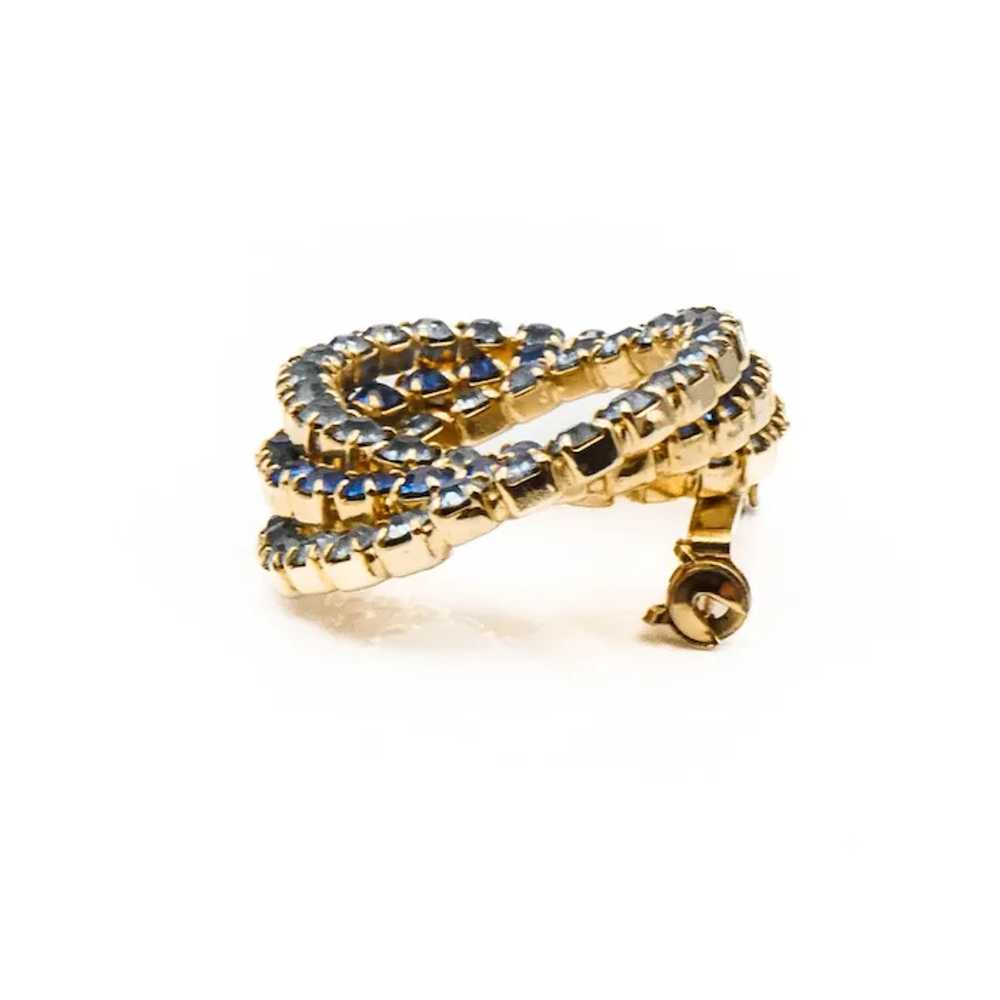 Vintage Gold Plated Blue Infinity Rhinestone Broo… - image 5