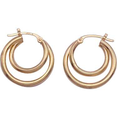 Double Hoop Vintage Earrings 14K Gold - image 1