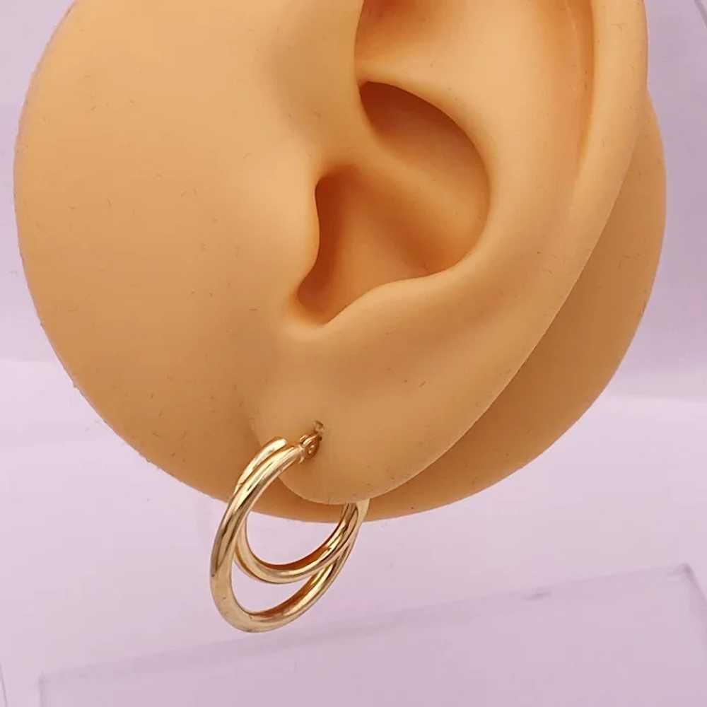 Double Hoop Vintage Earrings 14K Gold - image 2