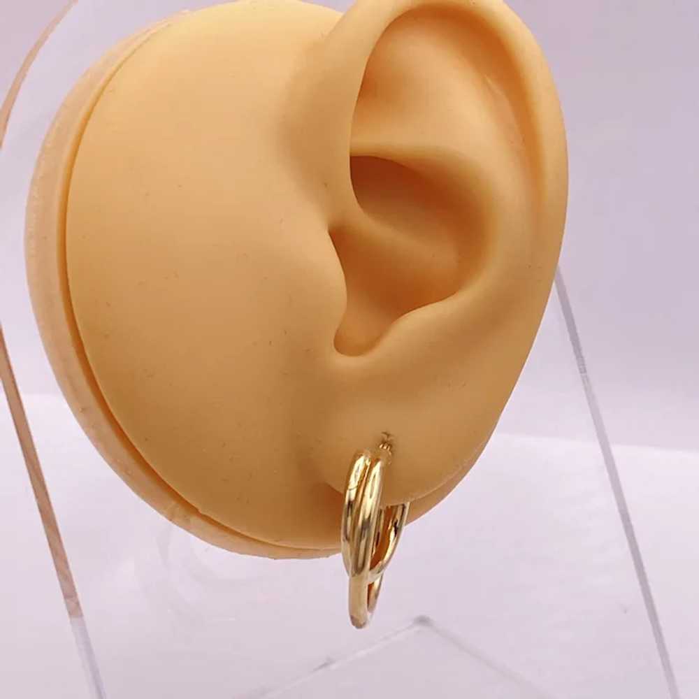 Double Hoop Vintage Earrings 14K Gold - image 3