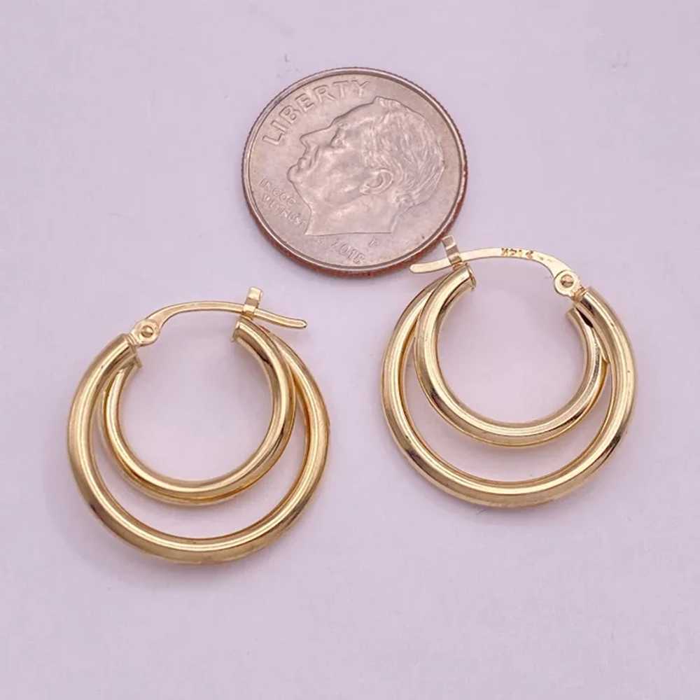 Double Hoop Vintage Earrings 14K Gold - image 5