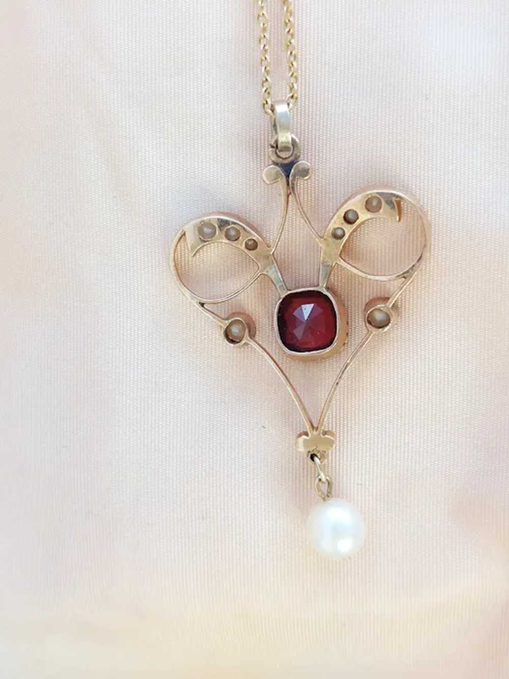 Antique 19th Century Art Nouveau 14K Gold Garnet … - image 10