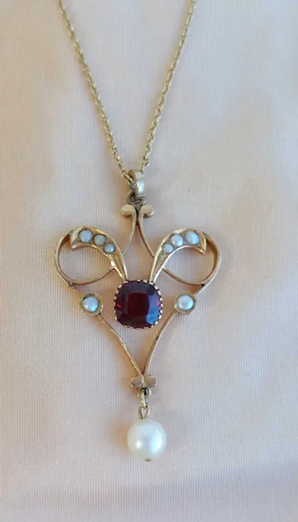 Antique 19th Century Art Nouveau 14K Gold Garnet … - image 6