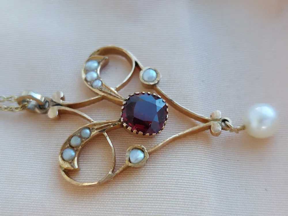 Antique 19th Century Art Nouveau 14K Gold Garnet … - image 9