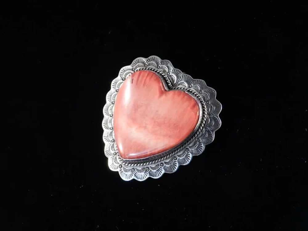 Southwestern Sterling Silver Spiny Oyster Heart B… - image 2