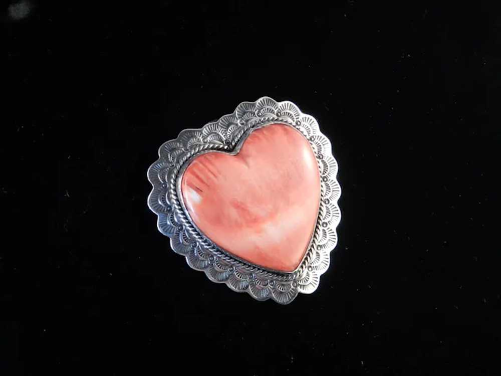 Southwestern Sterling Silver Spiny Oyster Heart B… - image 3