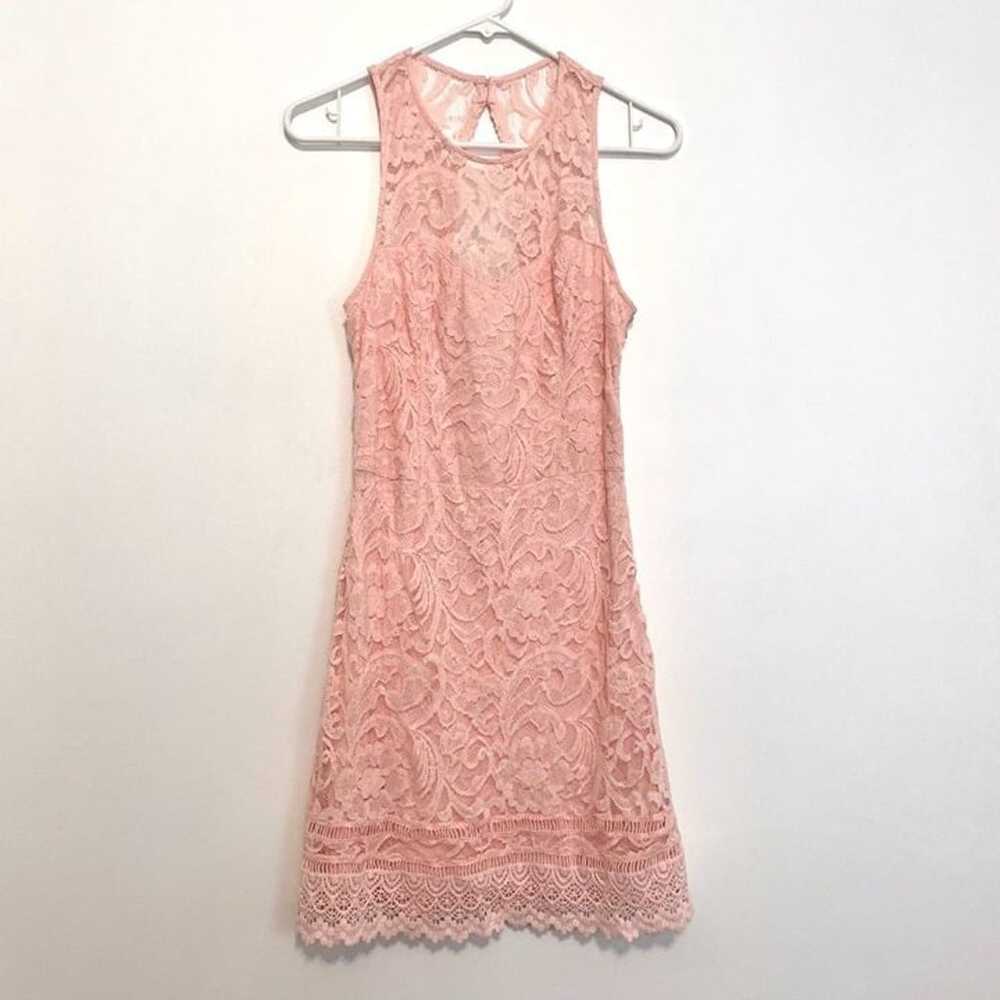 HOLLISTER Light Pink Crochet Lace Illusion Neckli… - image 1