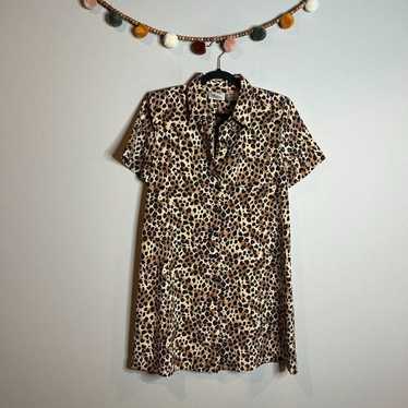 Y2K Vintage cheetah print button down dress