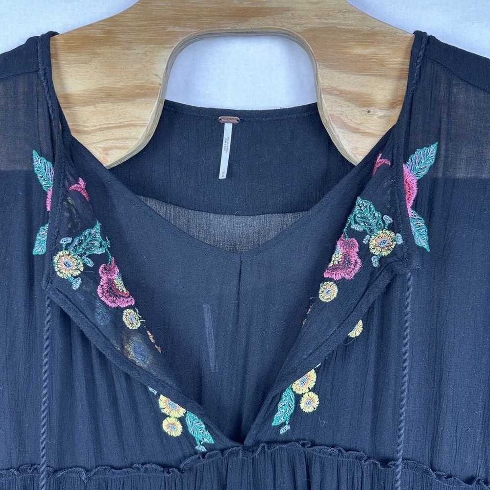 Free People Dress Medium Black Embroidery Boho Sp… - image 2