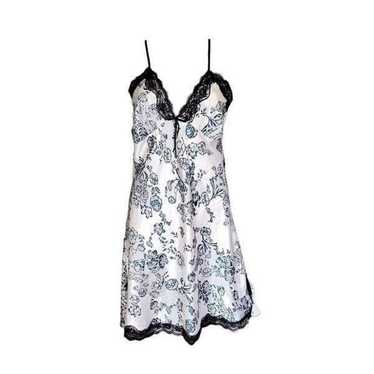 goth floral lace-trim slip dress