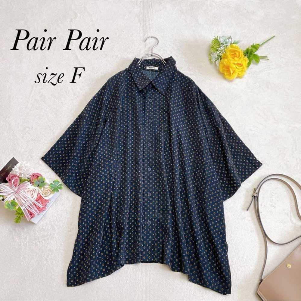 "Pair Pair" (F) Shirt Blouse Navy Loose Fit All-O… - image 11