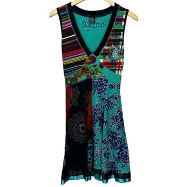 Desigual Gingy Boho Dress Multicolor Mixed Media … - image 1