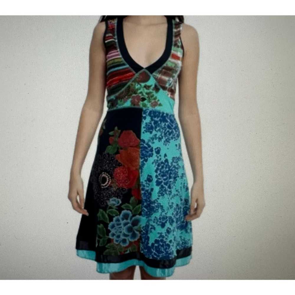 Desigual Gingy Boho Dress Multicolor Mixed Media … - image 4