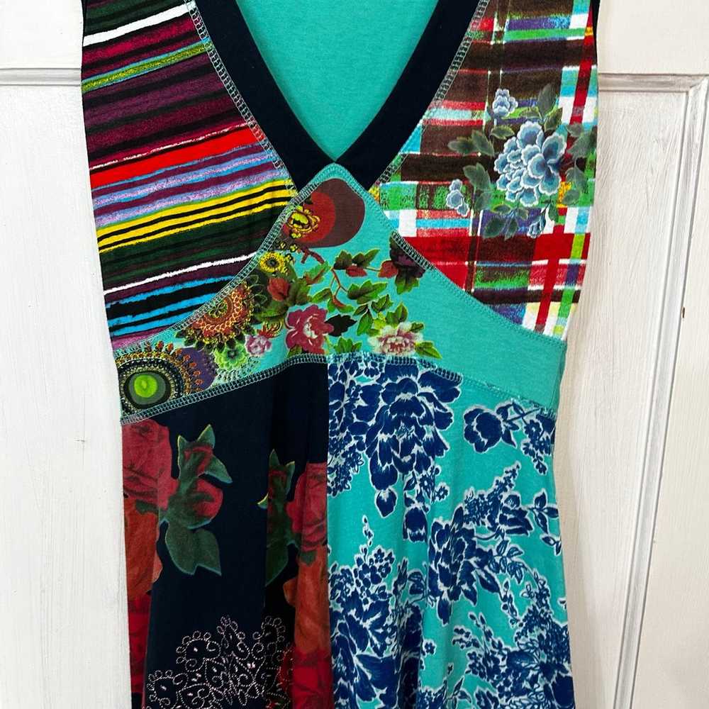 Desigual Gingy Boho Dress Multicolor Mixed Media … - image 7