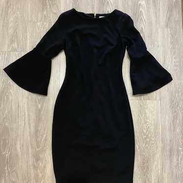 Calvin Klein Black Bell Sleeve Sheath Dress Cockta