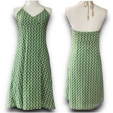 Ann Taylor Loft Green & Cream Zig Zag Design Women