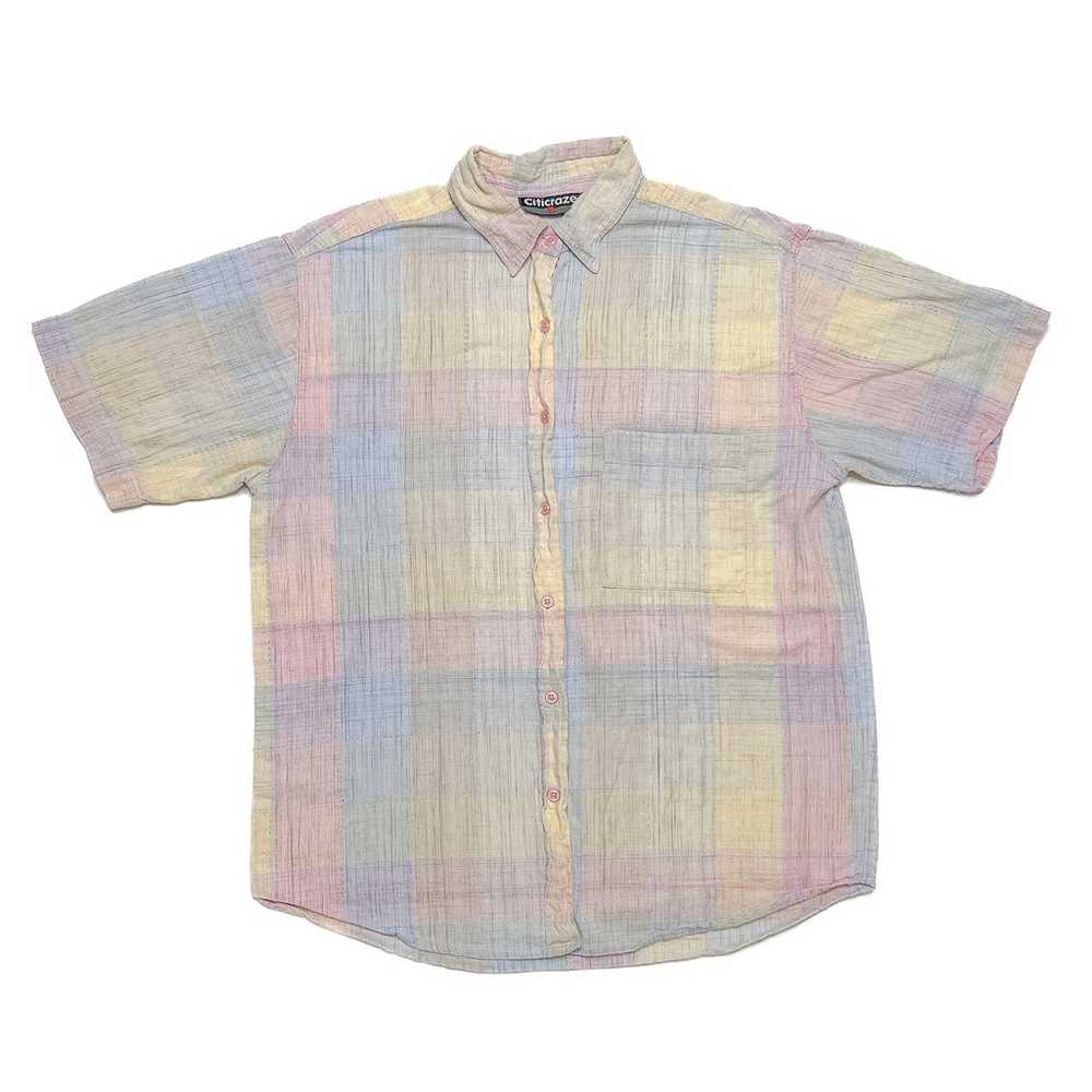 Citicraze Vintage Pastel Plaid Button Up Shirt Mu… - image 1