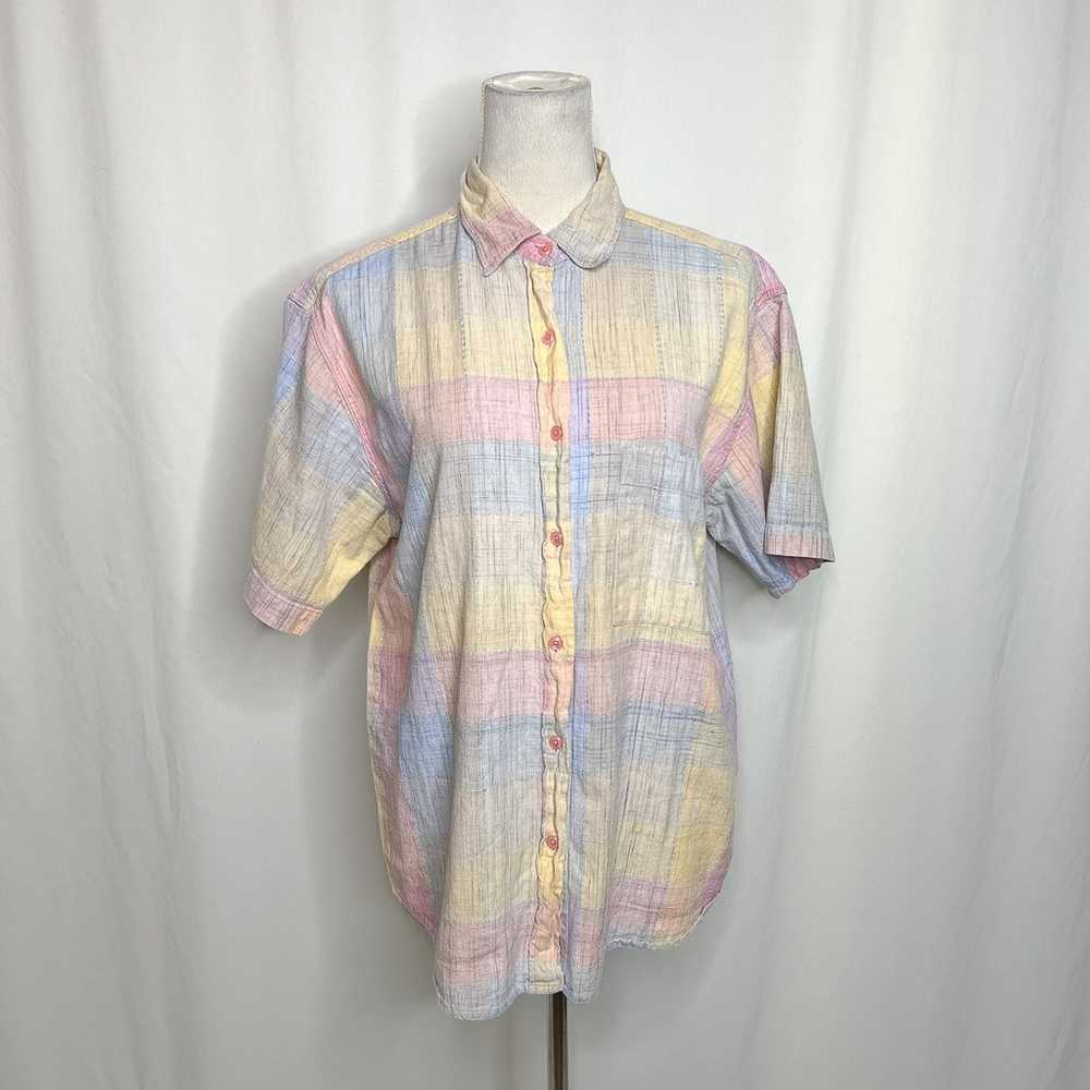 Citicraze Vintage Pastel Plaid Button Up Shirt Mu… - image 2