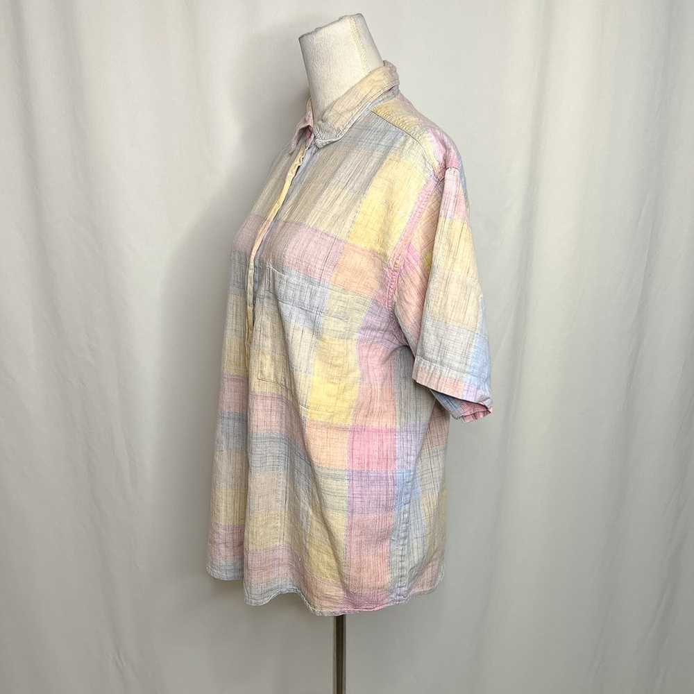 Citicraze Vintage Pastel Plaid Button Up Shirt Mu… - image 9