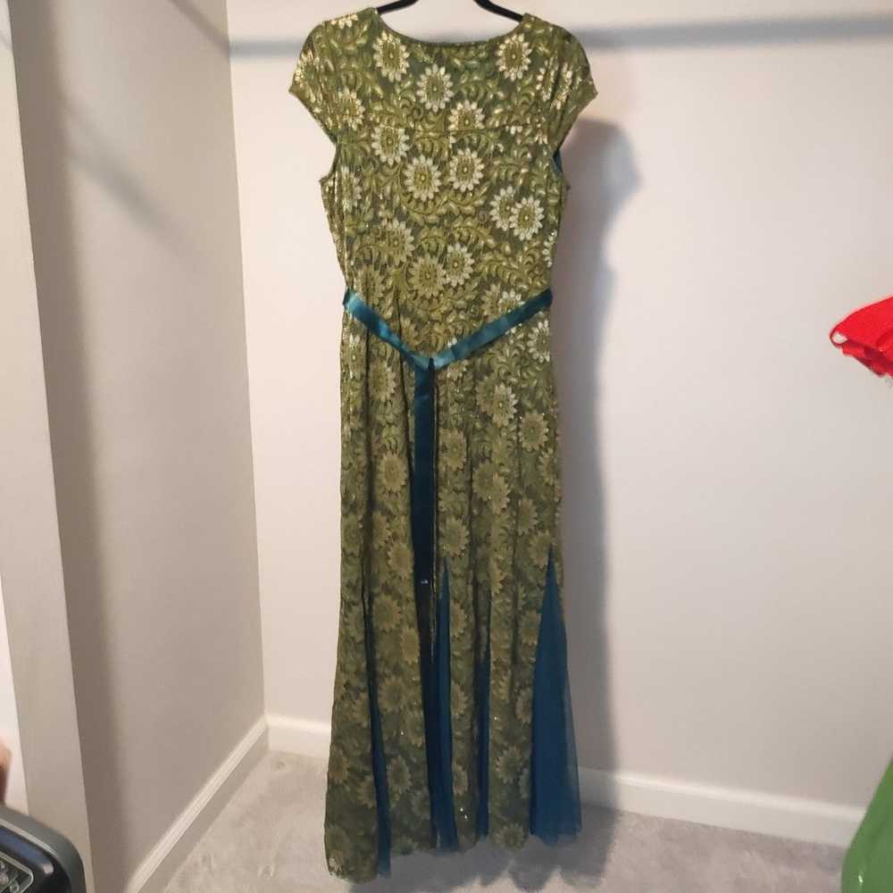 Candalite Stretchy Green and Gold Formal Dress wi… - image 2