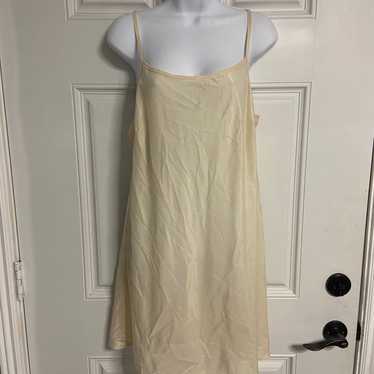 D1- VINTAGE Beige Sheer Night Slip Dress - image 1