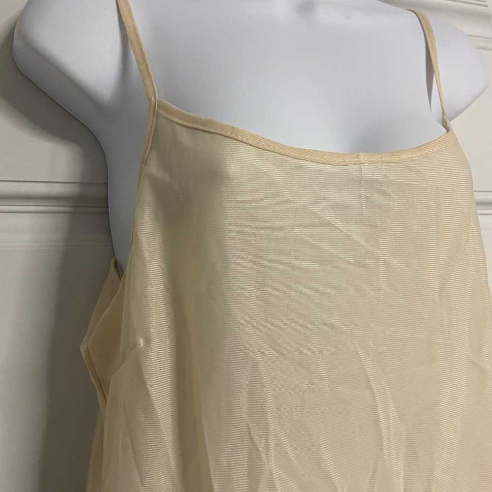 D1- VINTAGE Beige Sheer Night Slip Dress - image 2