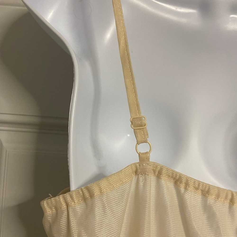 D1- VINTAGE Beige Sheer Night Slip Dress - image 3